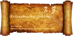 Kutnyánszky Zoltán névjegykártya